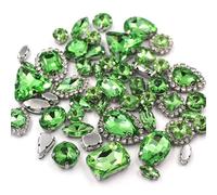 50 pezzi/confezione mix dimensioni forme catene a tazza pietre di cristallo argento incastonatura strass vetro accessori for abbigliamento da cucito(Light En8)