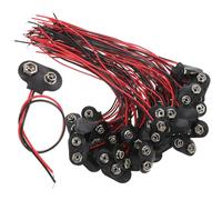 50 Pezzi Connettore per Batteria 9v a T Cavo da 6cm | Clip Filo, Ferro e Pu Leather, per Scheda di Sviluppo ed Elettronica, Sostituzione e Fai da Te
