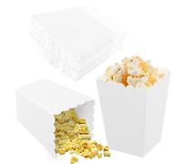 50 Pezzi Contenitori di Popcorn,3 Colori Scatole di Popcorn,Piccolo Sacchetti Carta per Popcorn,Cestino di Carta per Popcorn,Porta Pop Corn in Cartone per Festa Cinema Matrimoni Compleanno (Bianco)