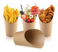 50 Pezzi Contenitori per Snack in Carta Kraft, Porta Pop Corn, Tazza di Patatine Fritte, Coppe Gelato Carta, Adatto per Patatine Fritte, Barbecue, Waffle, Gelati, per Tutti i Tipi di Festa