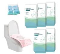50 Pezzi Copriwater Usa E Getta,Copriwater Monouso Antibatterico, Copriwater Usa E Getta per Bagni Pubblici,Avvolti Singolarmente,Per Sedili Da Viaggio Servizi Igienici Pubblici (Rosa)