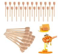50 Pezzi Cucchiaini Bastoncini Miele Legno, 15 cm Spargimiele Legno Piccoli Cucchiaini da Miele Legno a Bbastoncino per Raccogliere ed Erogare Mieli Sciroppo di Marmellata