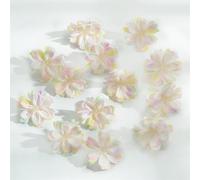 50 pezzi da 1,77 pollici teste di fiori margherita artificiale finti seta rossa for la decorazione della ghirlanda festa nuziale artigianale(White Pink)