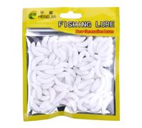 50 pezzi da 20 mm esche per vermi di pane artificiale verme mazzo di pesca morbida esca morbidi per pesce per di mare d' dolce (bianco)