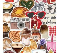 50 pezzi di adesivi estetici ispirati a Pinterest per scrapbooking, valigie, laptop, decorazione della stanza, fai da te, doodle, forniture scolastiche, back to school Tagli UnicaPolicloruri di vinile