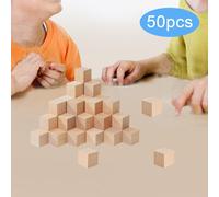 50 pezzi di blocchi di legno, giocattoli di ordinamento , quadrati, mini,