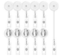 50 pezzi di bobine porta badge retrattili con clip a coccodrillo girevole, clip for bobina di supporto trasparenti traslucide per Affari