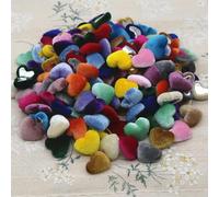 50 pezzi di bottoni a forma di cuore rivestiti in tessuto di velluto a coste, per la casa, il giardino, l'artigianato, i vestiti, i fermagli per capelli, gli accessori fai da te, colori misti, 50 pezz
