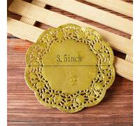50 pezzi di carta pizzo oro centrini di pizzo scavati tovaglioli decorazioni tovaglioli sottobicchieri tovaglietta torta festa di compleanno-oro-3,5 pollici