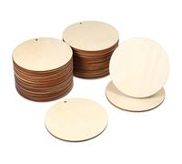 50 Pezzi Di Cerchi In Legno Non Finiti Ritagli Rotondi Con Fori Tag Slices