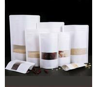 50 Pezzi Di Cibo Kraft Carta Borsa Chiusura Zip Stand Fino Borsetta Trasparente