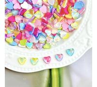 50 pezzi di ciondoli per unghie in Aurora Style, pietra a forma di cuore in resina 3D, da premere, decorazione per nail art, crema, colla, manicure, accessori fai da te - Misti, 8 mm, 50 pezzi