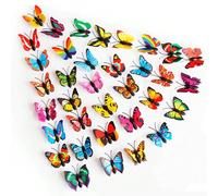 50 Pezzi di decorazioni da parete a farfalla - Ali di farfalla in plastica pieghevoli rimovibili e impermeabili, adesivi da parete riutilizzabili per sala da pranzo, camera da letto, asilo nido, festa