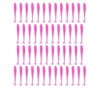 50 pezzi di esche in plastica morbida rosa a forma di verme con coda a T, accessori per pesca, adatti per catturare trota, salmone e bass