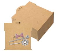 50 pezzi di espositori per fermagli per capelli, 4,75 x 5,25 pollici, in carta Kraft, con supporto per fiocco marrone, espositore rettangolare pe