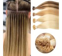 50 pezzi di extension per capelli umani di lusso con microcapsule, tecnologia a micro anello, lunghezze da 12" a 24", colore nero naturale, capelli lisci ed eleganti, adatti per tutte le etnie e tipi