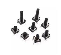 50 pezzi di interruttori a pulsante tattili, 12 V CC 2 pin DIP/SMD, 6x6, 4,3-16 mm per elettronica, fai da te, giocattoli ed elettrodomestici(6X6X9MM)