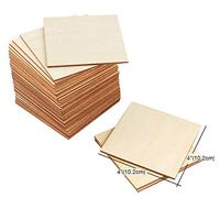 50 Pezzi di Legno Grezzo, Quadrati da 10 cm, Intagliati in Legno Naturale, Per Fai da Te, Decorazione della Casa, Pittura, Colorazione, Sottobicchieri in Legno Non Rifinito