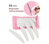 50 pezzi di lime per unghie a strisce di zebra grigie sostituibili, a forma di mezzaluna, riutilizzabili e lavabili, grana 100/180 (piastra in acciaio inossidabile venduta separatamente) Colore unicoC