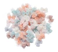 50 Pezzi di Mini Fiocchi di Nastro di Raso a Pois in Pizzo, Filato di Rete, Fiocchi di Maglia for Fai da Te, Artigianato, forcina for Capelli, Decorazione di Indumenti(Random Mixed)