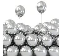 50 Pezzi di Palloncini Metallici Cromati d'Argento da 5 Pollici per Decorazioni di Compleanni, Matrimoni e Feste 10 pezzi,50 pezzi,100 pezzicolla di latice