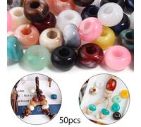 50 pezzi di perle di giada acrilica finta, perle sfuse a doppio tono con foro grande, forniture per gioielli fai-da-te come bracciali, collane, orecchini, materiali per realizzare accessori per telefo