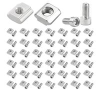 50 pezzi di pietre per scanalatura M5 con vite, in acciaio inox T scanalatura 6 serie 2020 T dadi tipo B, vite a esagono incassato, set di connettori a T, dado a martello per scanalatura di estrusione