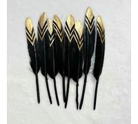 50 pezzi di piume d'oca dorate e argentate, artigianato naturale fai da te, piume, accessori per la decorazione della casa, gioielli, cappelli per feste di nozze, nero, 1-15