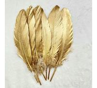 50 pezzi di piume d'oca dorate e argentate, per artigianato, fai da te, gioielli, cappelli da festa, decorazioni per la casa, accessori, oro, 15-20 cm, 50 pezzi