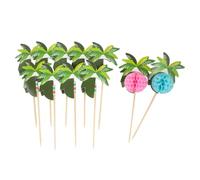 50 pezzi di plettri da cocktail hawaiani Luau con palma cocco, decorazioni for cupcake, for feste compleanno estive tropicali Per una festa
