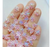 50 pezzi di resina mini fiocchi di neve di Natale colorati nail art flatback pietra fai da te fiocco scrapbook decorazioni natalizie accessori artigianato-E