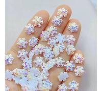 50 pezzi di resina mini fiocchi di neve di Natale colorati nail art pietra piatta fai da te fiocco scrapbook decorazioni natalizie accessori artigianato-B