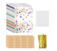 50 Pezzi Di Sacchetti Di Carta Di Origine Colorata, 2 Adesivi, 100 Pezzi Di Sacchetti Di Imballaggio E 100 Pezzi Di Cravatta, Sacchetti Regalo Per Feste, Sacchetti Di Caramelle.