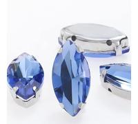 50 pezzi di strass cristallo a foglia glitterata da cucire a mano su pietre vetro, ornamenti, perline diamanti, abiti fai te, accessori for trapano a artiglio(Blue,13x27mm 50pcs)