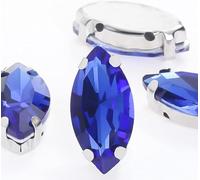 50 pezzi di strass cristallo a foglia glitterata da cucire a mano su pietre vetro, ornamenti, perline diamanti, abiti fai te, accessori for trapano a artiglio(Royal Blue,5x10mm 50pcs)