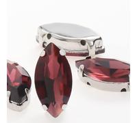 50 pezzi di strass cristallo a foglia glitterata da cucire a mano su pietre vetro, ornamenti, perline diamanti, abiti fai te, accessori for trapano a artiglio(Wine Red,13x27mm 50pcs)