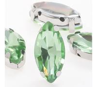 50 pezzi di strass cristallo a foglia glitterata da cucire a mano su pietre vetro, ornamenti, perline diamanti, abiti fai te, accessori for trapano a artiglio(Light Green,9x18mm50pcs)