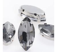 50 pezzi di strass cristallo a foglia glitterata da cucire a mano su pietre vetro, ornamenti, perline diamanti, abiti fai te, accessori for trapano a artiglio(Grey,13x27mm 50pcs)