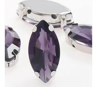 50 pezzi di strass cristallo a foglia glitterata da cucire a mano su pietre vetro, ornamenti, perline diamanti, abiti fai te, accessori for trapano a artiglio(Purple,7x15mm 50pcs)