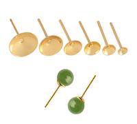 50 pezzi di supporti in acciaio inossidabile per basi di orecchini a bottone con vassoio tondo per cabochon, accessori fai da te per la creazione di orecchini con perle 5mm,6mm,8mm,10mm,3mm,4mmAcciaio