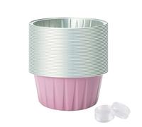 50 pezzi di tazze in alluminio, 125 ml/5, 0 once di tazze da forno, fodera per cupcake in foglio con coperchi da 50 pcs 2, 5x1, 3 mini creme creme ramekins fodere per cupcake per cottura, pellicola