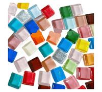 50 pezzi di tessere di mosaico in vetro di colore misto pezzi fatti a mano in cristallo materiali creativi for bambini fai da te cena mini tessere di mosaico per l'arte e l'artigianato(Color 4)