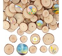 50 Pezzi Dischi Legno, Rotondi Dischi Legno Grezzo di 3-4/4-5/5-6cm, Tronco Legno Non Lavorati Dello Spessore di 5mm, Legno da Decorare per Il fai da te, Il Matrimonio, la Decorazione Natalizia