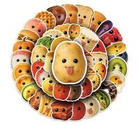 50 pezzi Divertenti adesivi per cibo con espressioni umoristiche e pose interessanti, personalizzabili, in materiale vinilico impermeabile, adatti per frigorifero, lunch box, portando gioia e risate P