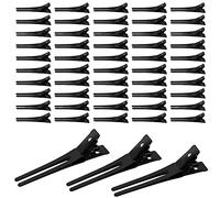 50 Pezzi Doppio Alligator Dei Capelli Clips, Metallo Coccodrillo Clip Capelli, Mollettone per Capelli, per Estensione Capelli, Produzione Capelli Ricci (Nero)
