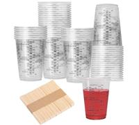 50 Pezzi Dosatore 240 ml in Resina Epossidica, Trasparente Bicchiere Dosatore con Scala, Riutilizzabili Tazza Graduata per Pigmento, con 50 Bastoncini di Miscelazione, per Miscelare Resina