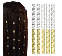 50 pezzi Dreadlocks perline in alluminio Dread Locks polsini in metallo trecce accessori per donne intrecciare gioielli per capelli (oro e argento)