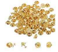 50 Pezzi Farfalla Frizione, Chiusure a Farfalla, Chiusure a Farfalla Con Spilla, Ferma Spille Pin Backs, Spille Metallo Farfalla Frizione, per DIY Craft Artigianato E Creazione di Gioielli, Oro