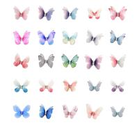 50 pezzi farfalle 3D in organza con strass a doppio strato traslucido chiffon farfalla per gioielli fai da te fai da te collana fermaglio capelli decorazione gioielli abbigliamento