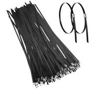 50 pezzi Fascette Metalliche Autobloccanti, 300 X4.6 mm Fascette in Acciaio Inox, Rivestimento In PVC Nere Fascetta Metallica, per Legare Cavi, Tubi di Ferro,Tubo Flessibile, Recinzioni